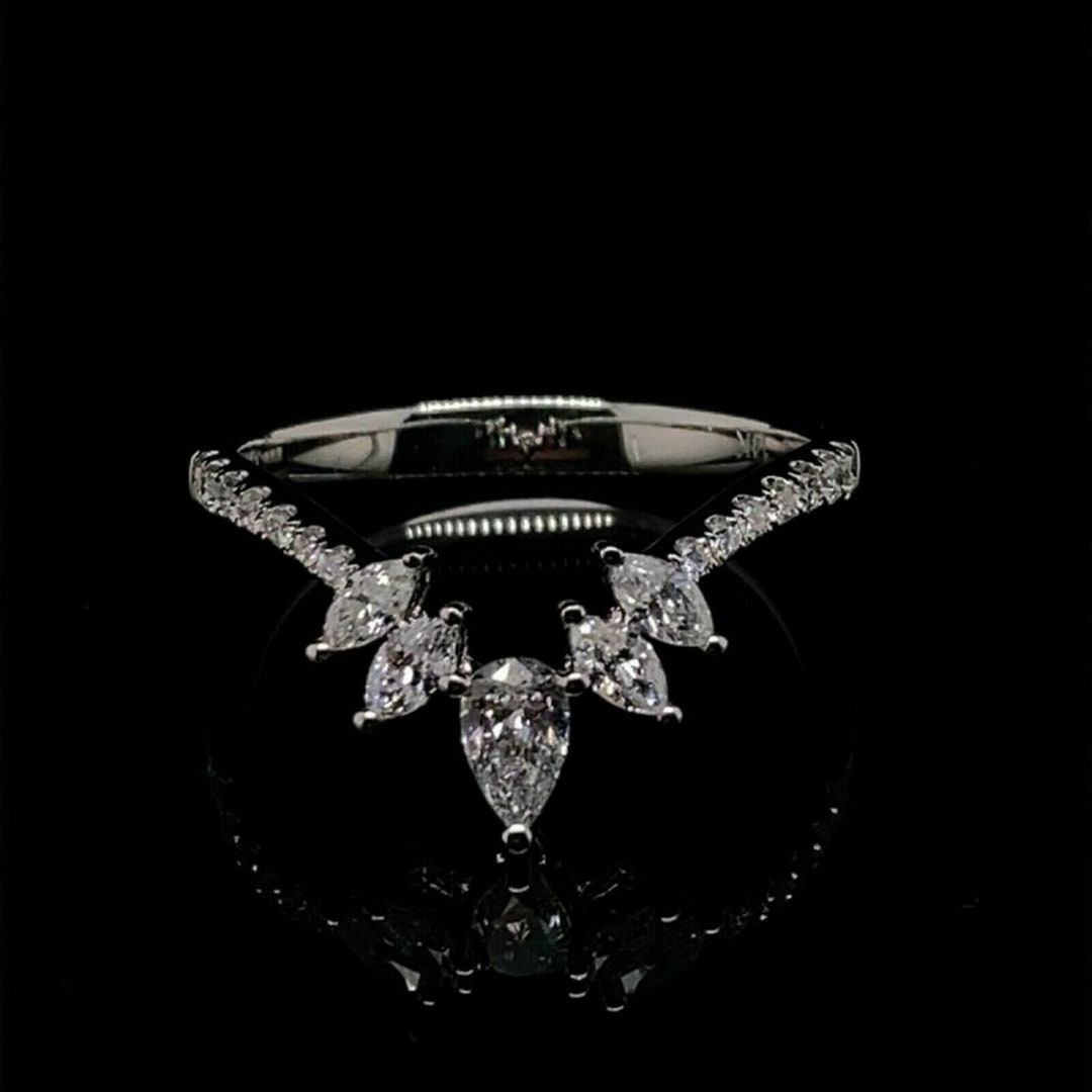 Marquise Cut Cubic Zirconia Wedding Enhancer Ring, 14K White Gold ...