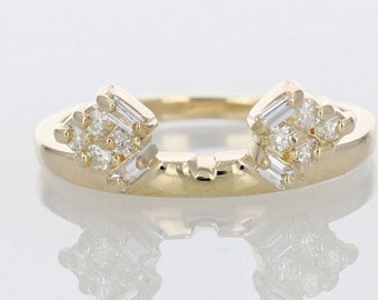 0.50 Ct Baguatte Cut Diamond 14K Yellow Gold Finish Wedding Enhancer Wrap Band Ring, Bague de garde De Fiançailles, Idée cadeau pour la fête des mères