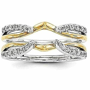 Enhancer Ring Guard, 0.70 Ct Round Cut Diamond 14K Two Tone Gold Over Wedding Enhancer Wrap Ring Guard, 925 Sterling Silver