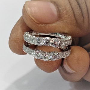 925 Sterling Silver Enhancer Ring Band 2.00CT Round Cut Diamond Enhancer Wrap Guard Ring 14k White Finish Gift For Her