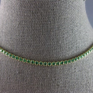 Tennis Necklace, 20 Ct Lab Created Emerald 14Kt Yellow Gold Plated, Eternity Tennis Necklacem, Mothers Day Gift idea, Gift For Her