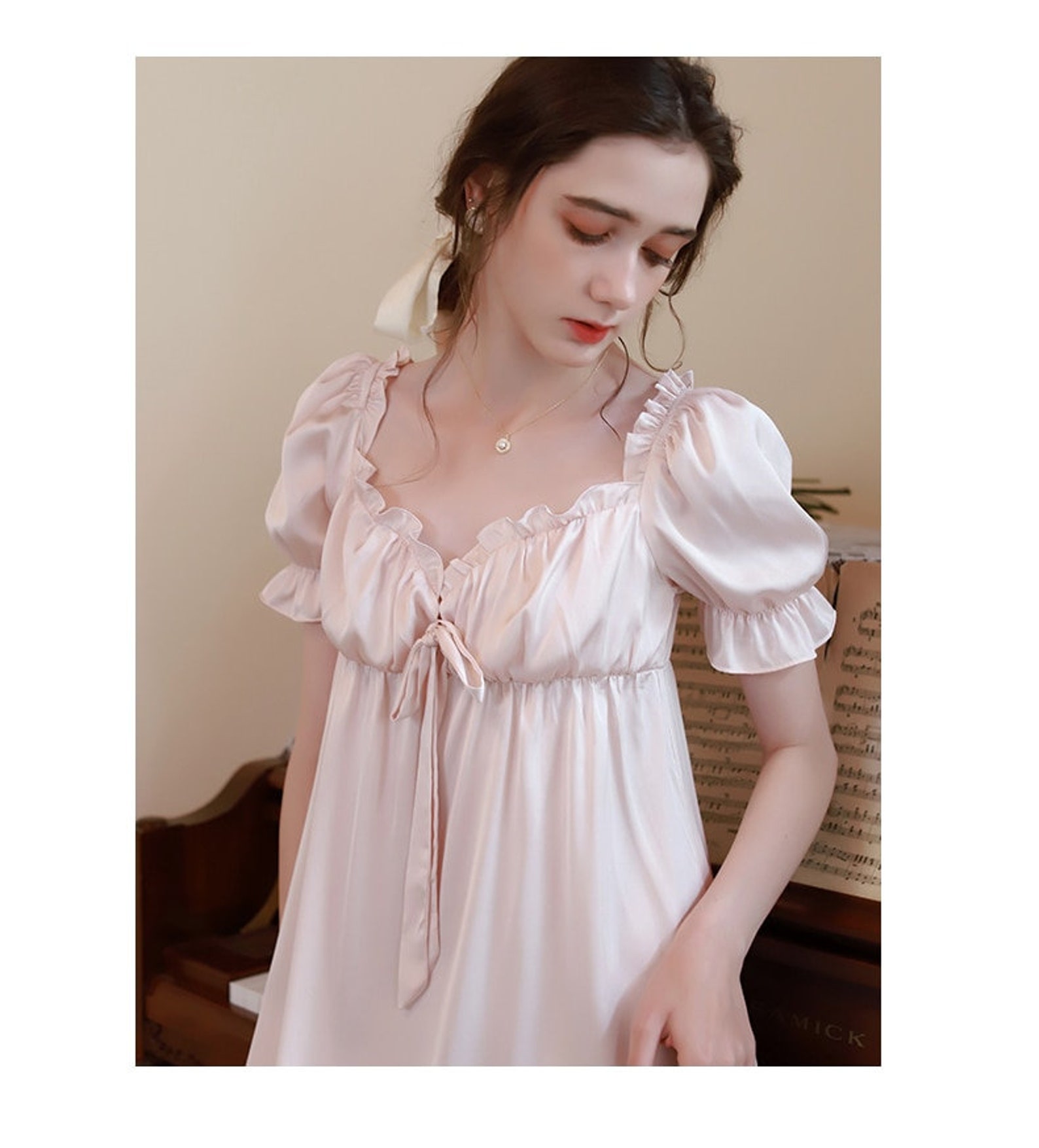 Romantic Nightgowns Satin Nightdress Princess Women Etsy