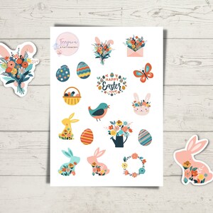Sticker Sheet - Happy Easter I _ Bullet Journal Stickers, Planner Stickers, Scrapbook Stickers, Easter Stickers, Bunny Stickers, Journal