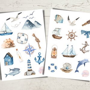 Stickerbogen Maritim _ Anker Sticker | Sticker Grußkarte | Geschenk Sticker | Journal Sticker