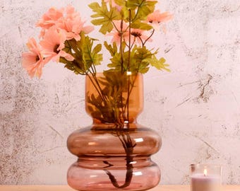 Amber Glass Vase, Modern Ombre Flower Vase, Sculptural Centerpiece, Minimalist Home Decor