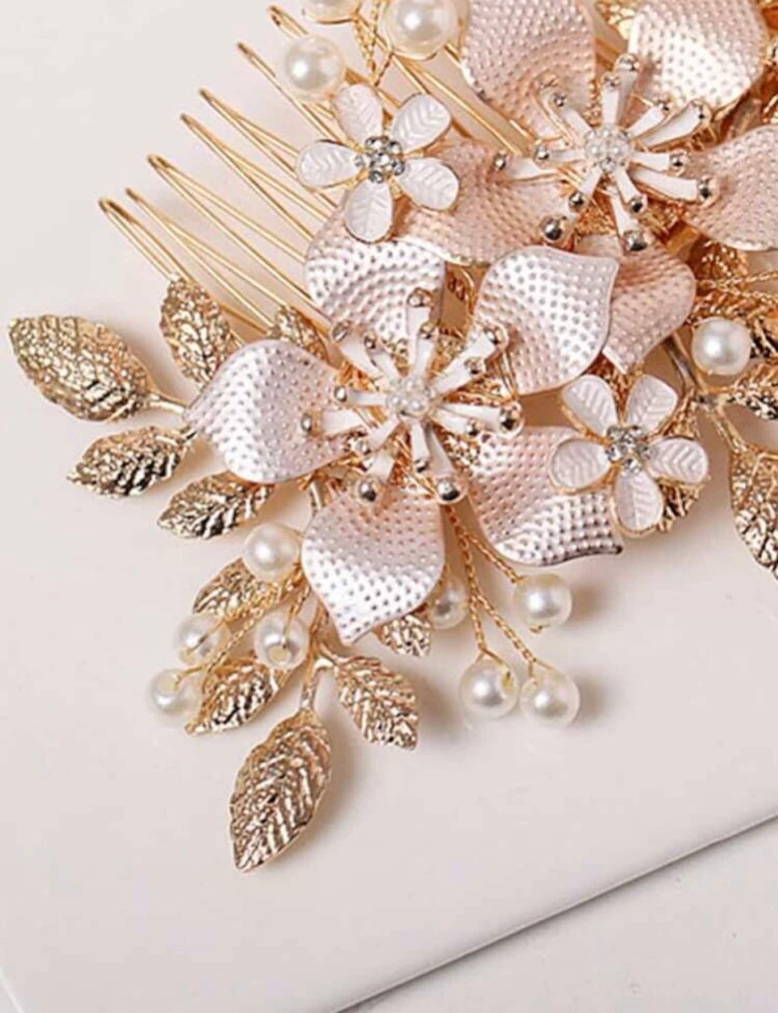 Hair brooch with flowers and beads Etsy