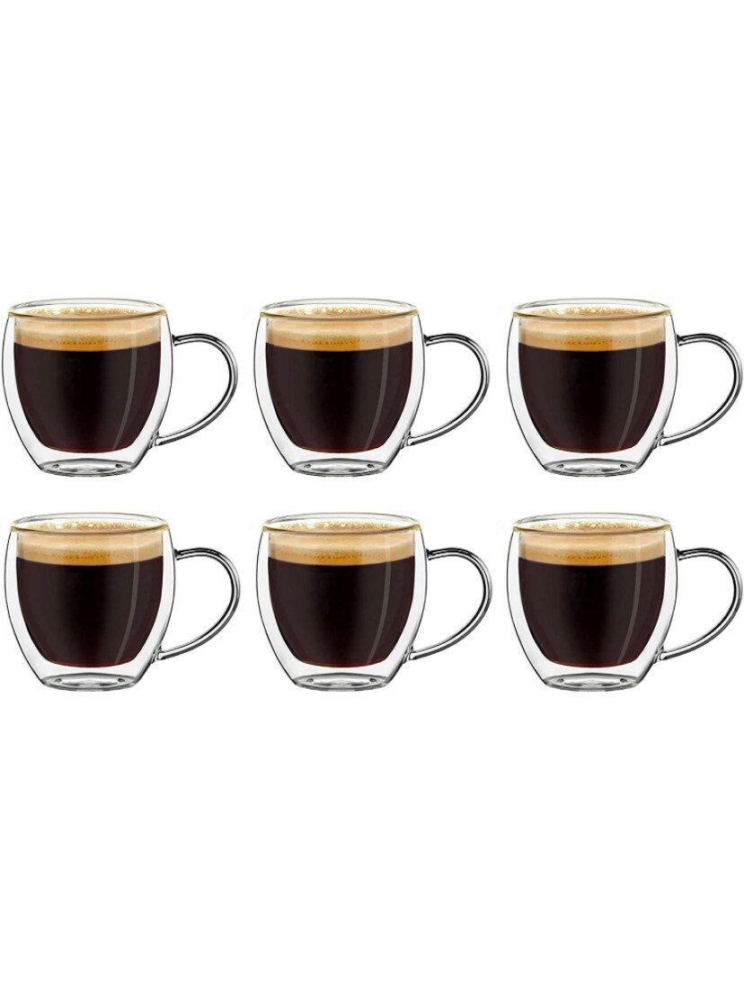Lot de 6 Tasses à Café Double Paroi - 100Ml
