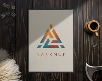 Valknut Poster | Norse Mythology Symbol Print | Minimal Scandinavian Wall Art