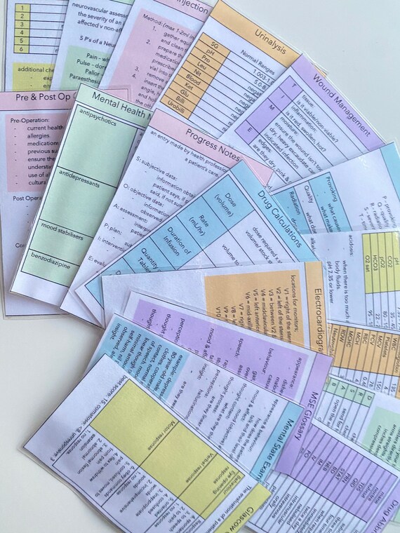 Nursing Reference Cards | Etsy