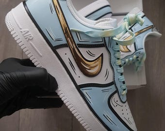 Hand-Painted Anime Air Force 1 Sneakers: Custom 2D Style Shoes Custom Jjk Shoes Naruto Custom Rengoku Shoes