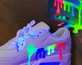 Glow-in-the-Dark Drip Air Max 90 Sneakers: Custom 3D Neon Shoes
