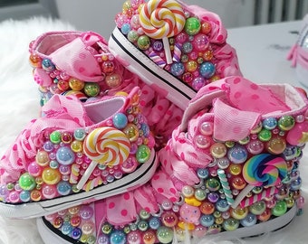 Toddler girl Kids bling pearl 2nd Birthday Shoes - customized name shoes Birthday Shoes- 1st Birthday Shoes -