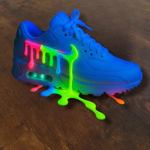 Glow-in-the-Dark Drip Air Max 90 Sneakers: Custom 3D Neon Shoes