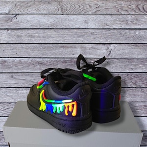 Zapatillas Nike Air Force 1 personalizadas, con goteo de color, diseño 3D personalizado/zapatillas arcoíris con Swoosh, para cumpleaños, bodas, verano, etc. Style 3