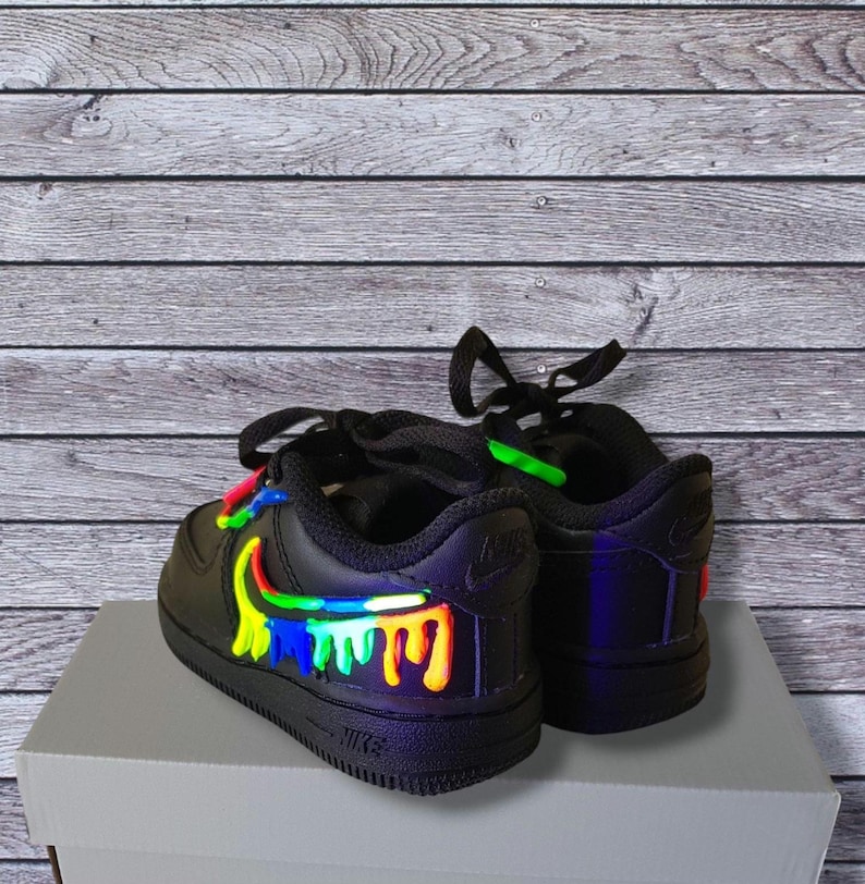 Zapatillas Nike Air Force 1 personalizadas, con goteo de color, diseño 3D personalizado/zapatillas arcoíris con Swoosh, para cumpleaños, bodas, verano, etc. Style 3