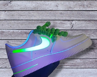 Glow in the Dark Nike Air Force 1, White AF1 with Rope Laces, AF1 with Rope Lace, Custom Air Force One, Personalized Gift
