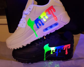 Glow-in-the-Dark Drip Air Max 90 Sneakers: Custom 3D Neon Shoes
