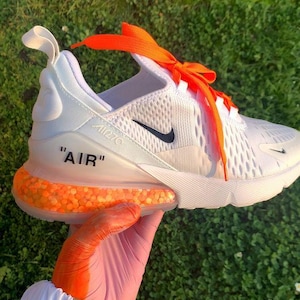 Swarovski Women's Custom Nike Air Max 270 White Sneakers Blinged Out With Authentic Clear Swarovski Crystals Bling Workout Shoes