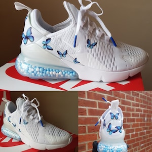 Swarovski Women's Air Max 270 All White Sneakers Blinged Out With Authentic Clear Swarovski Crystals Custom Bling Shoes image 1