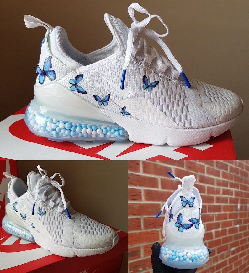 Swarovski Women's Air Max 270 All White Sneakers Blinged Out With Authentic Clear Swarovski Crystals Custom Bling Shoes image 1