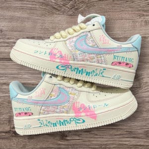 Custom Anime Air Force 1 Sneakers: Hand-Painted Graffiti Shoes