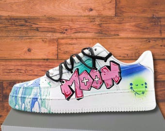 Pink Graffiti Custom AF1 Sneakers: Anime Street Fashion, Handmade