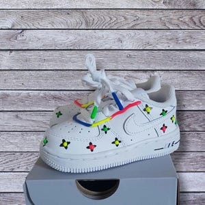 Zapatillas Nike Air Force 1 personalizadas, con goteo de color, diseño 3D personalizado/zapatillas arcoíris con Swoosh, para cumpleaños, bodas, verano, etc. Style 2