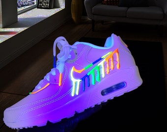 Custom Painted Air Max 90/Sneakers/Shoes/Kicks/Premium/Personalised/Neon Purple-Pink Drip