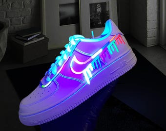 Custom Nike Air force Drippy Neon Shoes AF1 | Air Force 1 Kids Wedding shoes Air |Custom Air Force 1 One | Unisex Sneakers Women&#39;s Gift