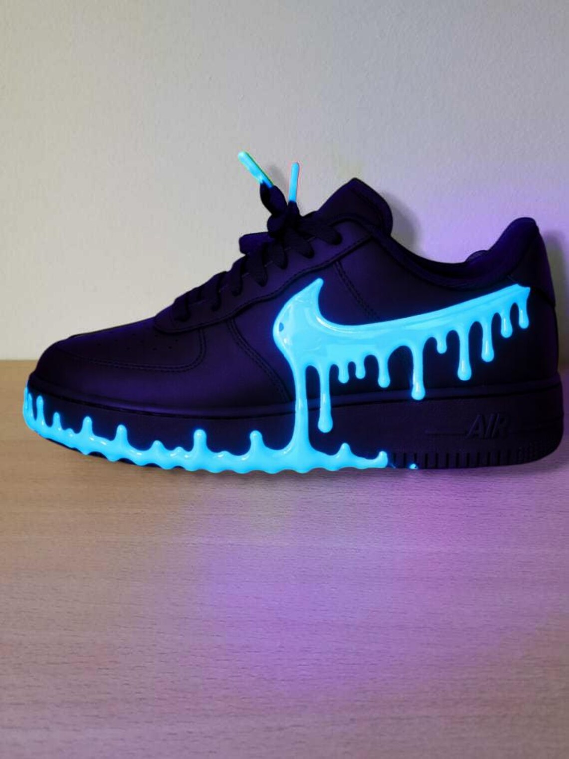 Custom Af1 Drip Custom Black Drip Air Force 1 Sneaker, Custom Hand Painted Black Drip ...