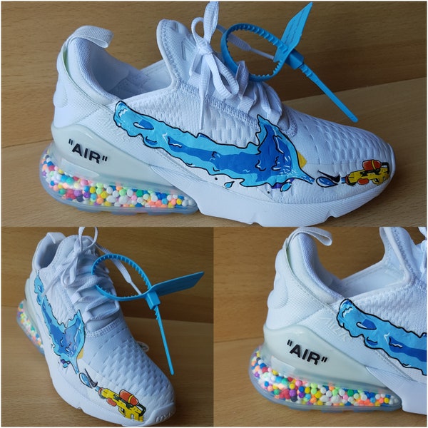 Swarovski Women's Air Max 270 All White Sneakers Blinged Out With Authentic Clear Swarovski Crystals Custom Bling Shoes