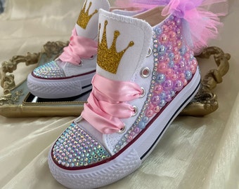 Custom Birthday Shoes For GIRLS, Personalized Kids Shoes, Kids Shoes, Hightop Canvas GIRLS Gift, Kids Birthday Gift, Kids Name on Shoes