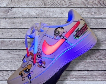 Custom Air Air Force Ones On Girls Purple Drip Cow Print Custom