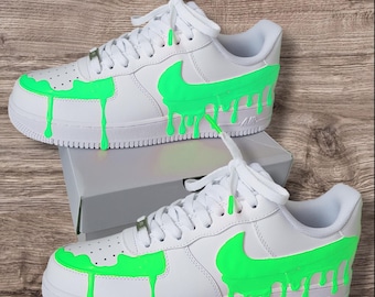 Custom Black Drips Air Force 1 Hand Painted Pink Splash Shoes Pink And Black AF1 Sneakers Hand Painted Custom Shoes Sneakers Birthday Gifts