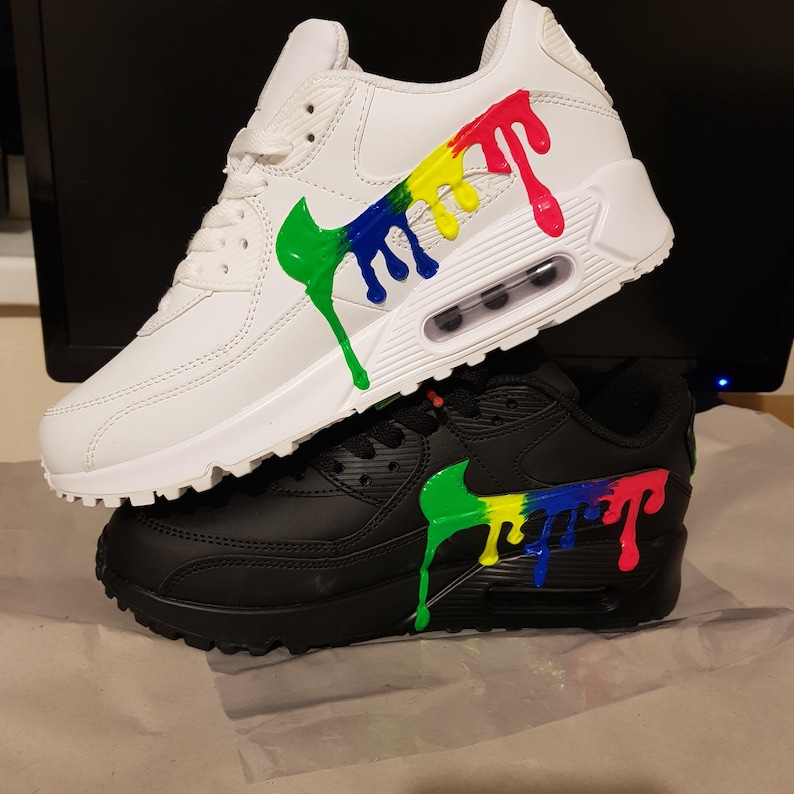 Custom Nike Air Max 90 Sneakers | Hand-Painted Drip Design | Personalized Streetwear Shoes | Retro Gift image 5