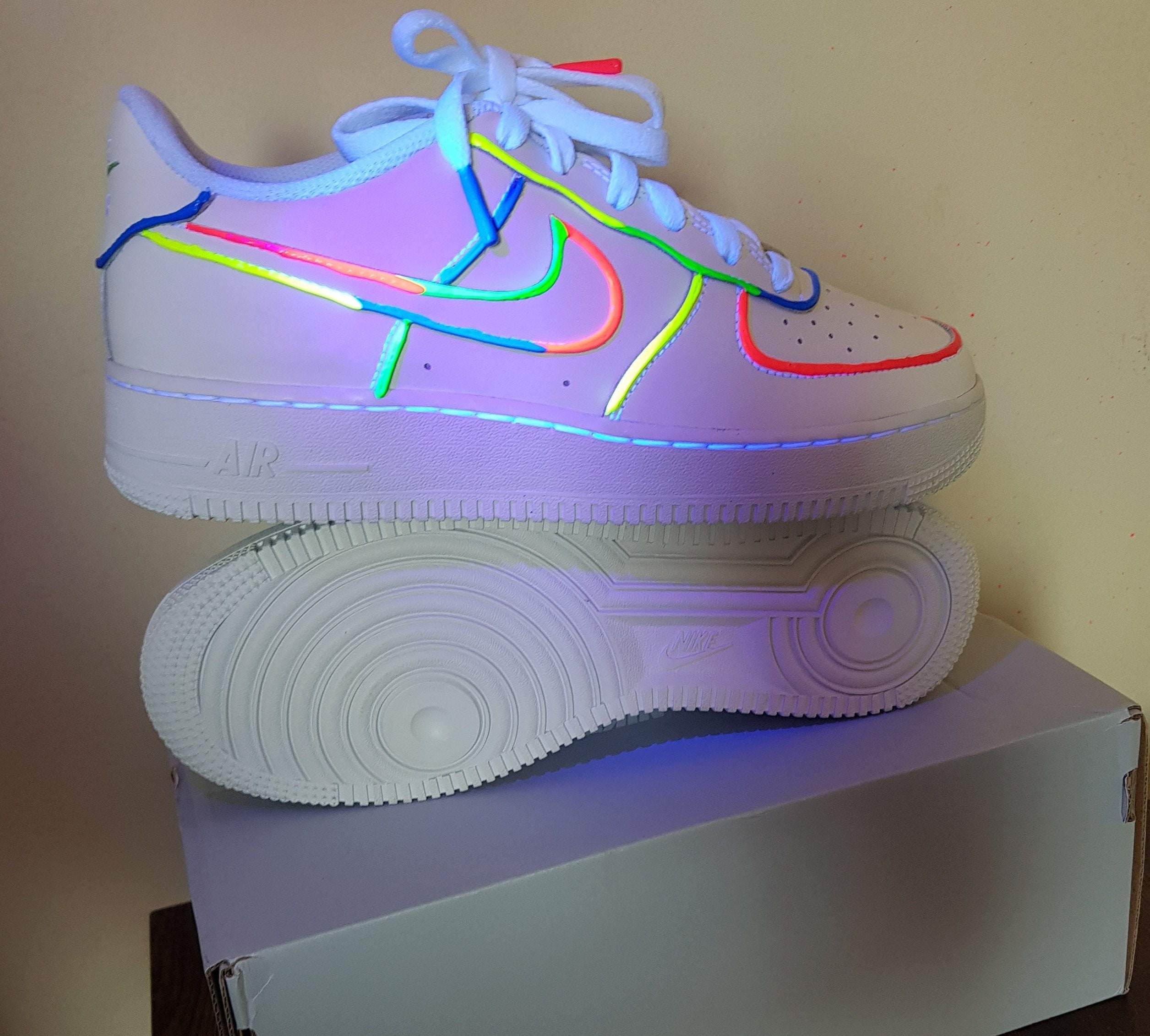 Canvas Color: Multi Color Nike Airforce 1 Low UV Reactive Colour Changing  Unisex Sneakers Shoes at Rs 3799/pair in New Delhi