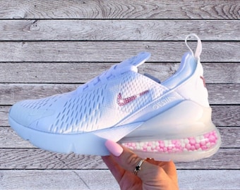 Custom Nike Air Max 270 with Hyperpink Beaded Air Unit Swarovski Crystals  Handmade Trainers for Women Gift Idea