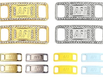 AF1 - Lace Locks. Metal and Diamonte Replacement Charms Custom Tags for Air Force One Trainers - Pair