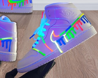 Custom Air Jordan Mid: Drippy Neon Glow Sneakers