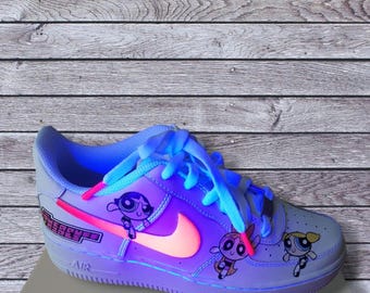 Custom Glow-in-the-dark Air Force Sneakers: Hand-painted Neon