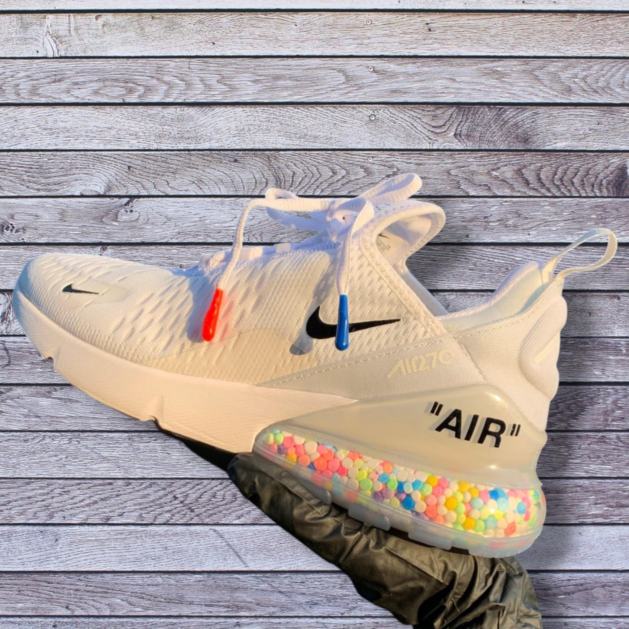 Swarovski Women's Custom Nike Air Max 270 All White Sneakers