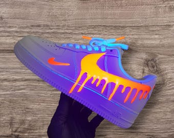 Custom Black Drip Air Force 1 Sneaker, Custom Hand Painted Black Drip AF1 Shoes, Custom AF1 Sneaker, Personalized AF1 Shoes