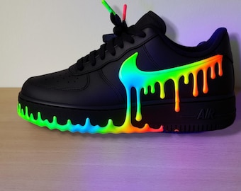 Custom Black Drip Air Force 1 Sneaker, Custom Hand Painted Black Drip AF1 Shoes, Custom AF1 Sneaker, Personalized AF1 Shoes