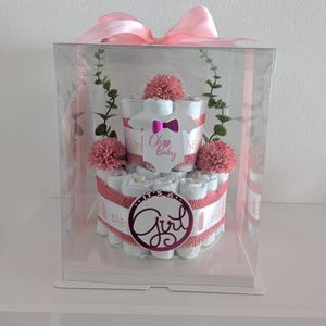 Personalisierbare Mädchen  Windeltorte  Geschenk zur Geburt Babyshower