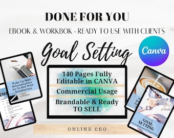 Goal Setting Workbook | Life Coach Workbook | Editable Canva Template | Coach Template | Lead Magnet | Brandable ECourse | Done For You PLR