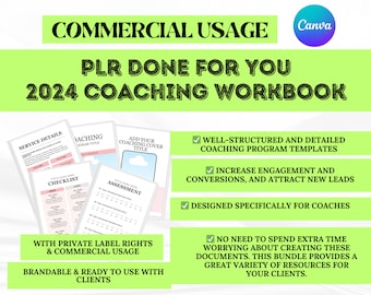 2024 Coaching Workbook Bundle - PLR Done For You | Coaching Business Templates | business coach | Coaching Template PLR