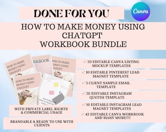 PLR ChatGPT Bundle | How To Make Money Using ChatGPT | Done For You |PLR |Resale Rights |Editable Canva |Canva Mockup Templates|Email Sample