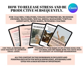 PLR How To Release Your Stress and Live a Productive Life Workbook| Editable Canva|Coach Template|Lead Magnet|Brandable ECourse|Done For You