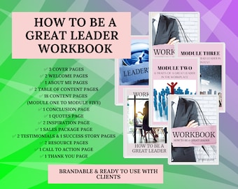 PLR How To Be A Great Leader Workbook Bundle | Canva Mockup Templates | Pinterest Lead Template| Instagram Quotes Template| Email Sample