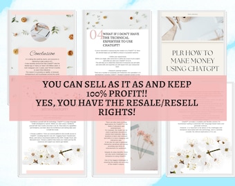 PLR ChatGPT | Done For You ChatGPT-How To Make Money Using ChatGPT |Private Label Rights |Resale Rights | Editable Canva | Digital Download